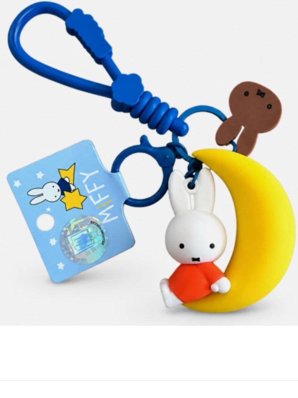 New Miffy Key Fob Keychain Yellow Moon Orange Rabbit Clip Ring Bag Tote Holder